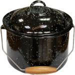 Black Speckled Enamel Milk Pail with Rolled Rim, Stainless‑Steel Bail Handle with Wooden Grip, Multiple Capacities Available